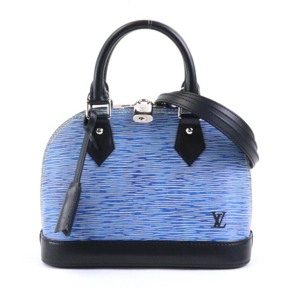 Louis Vuitton Epi Denim Alma Leather Top Handle Bag Blue